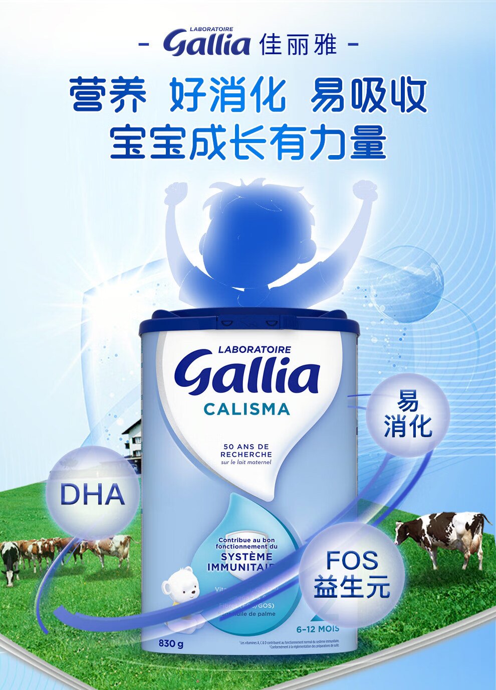 法国佳丽雅gallia 2段牛奶粉830g新版
